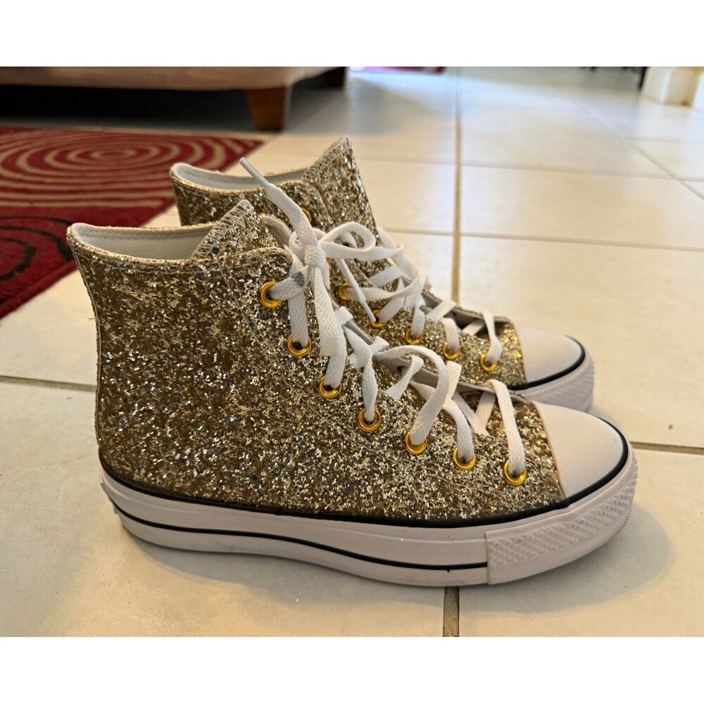 Converse Chuck Taylor All Star Women's High Top Gold Glitter Lace Up Sneaker